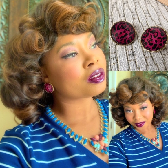 www.crownedinroyalty.com Jewelry - “Pink Panther” Button Earrings